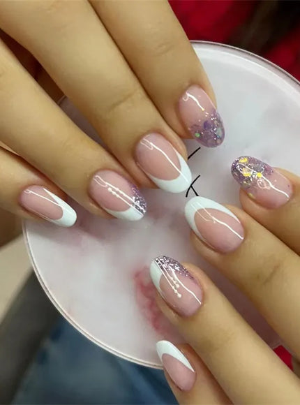 KissICON False Nails -W443 KissIcon Flower Almond False Nails Blue White -