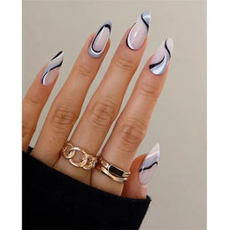 KissICON False Nails -Y-18S KissIcon Flower Almond False Nails Blue White -