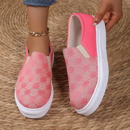 Dropshipman Fashion Casual Sneakers Women Shoes 2024 Women Flats Rhinestone Bling Chic Shining Star Sewing Thick Sole Slip on Platform
