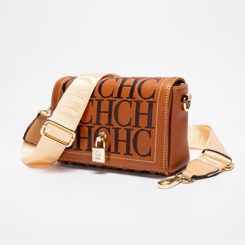 Dropshipman Fashion Design Model Metal Accessories Buckle Women's Shoulder Bag Luxury Brand 2025 Fashion Solid Colour Printed Head Bag