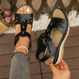 KissICON Fashion Flower Decor Wedge Sandals Women 2025 Summer