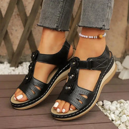 KissICON Fashion Flower Decor Wedge Sandals Women 2025 Summer