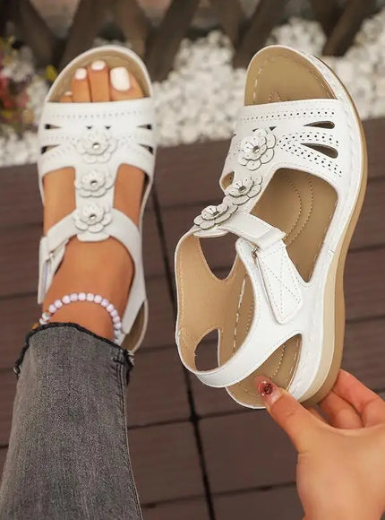 KissICON Fashion Flower Decor Wedge Sandals Women 2025 Summer