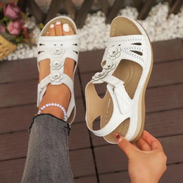 KissICON Fashion Flower Decor Wedge Sandals Women 2025 Summer