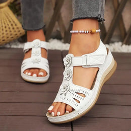 KissICON Fashion Flower Decor Wedge Sandals Women 2025 Summer