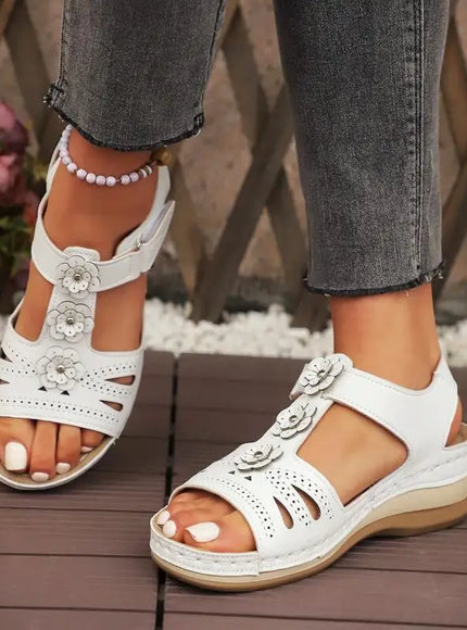 KissICON Fashion Flower Decor Wedge Sandals Women 2025 Summer