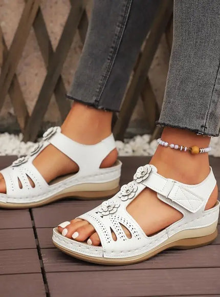 KissICON Fashion Flower Decor Wedge Sandals Women 2025 Summer