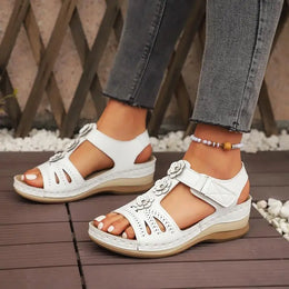 KissICON Fashion Flower Decor Wedge Sandals Women 2025 Summer