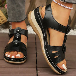 KissICON Fashion Flower Decor Wedge Sandals Women 2025 Summer