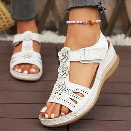 KissICON Fashion Flower Decor Wedge Sandals Women 2025 Summer