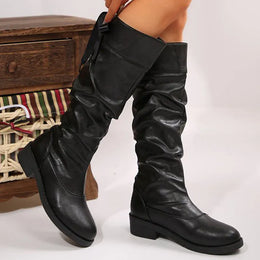 KissICON Fashion Lace Up Mid-Calf Boots Women Thick Heel