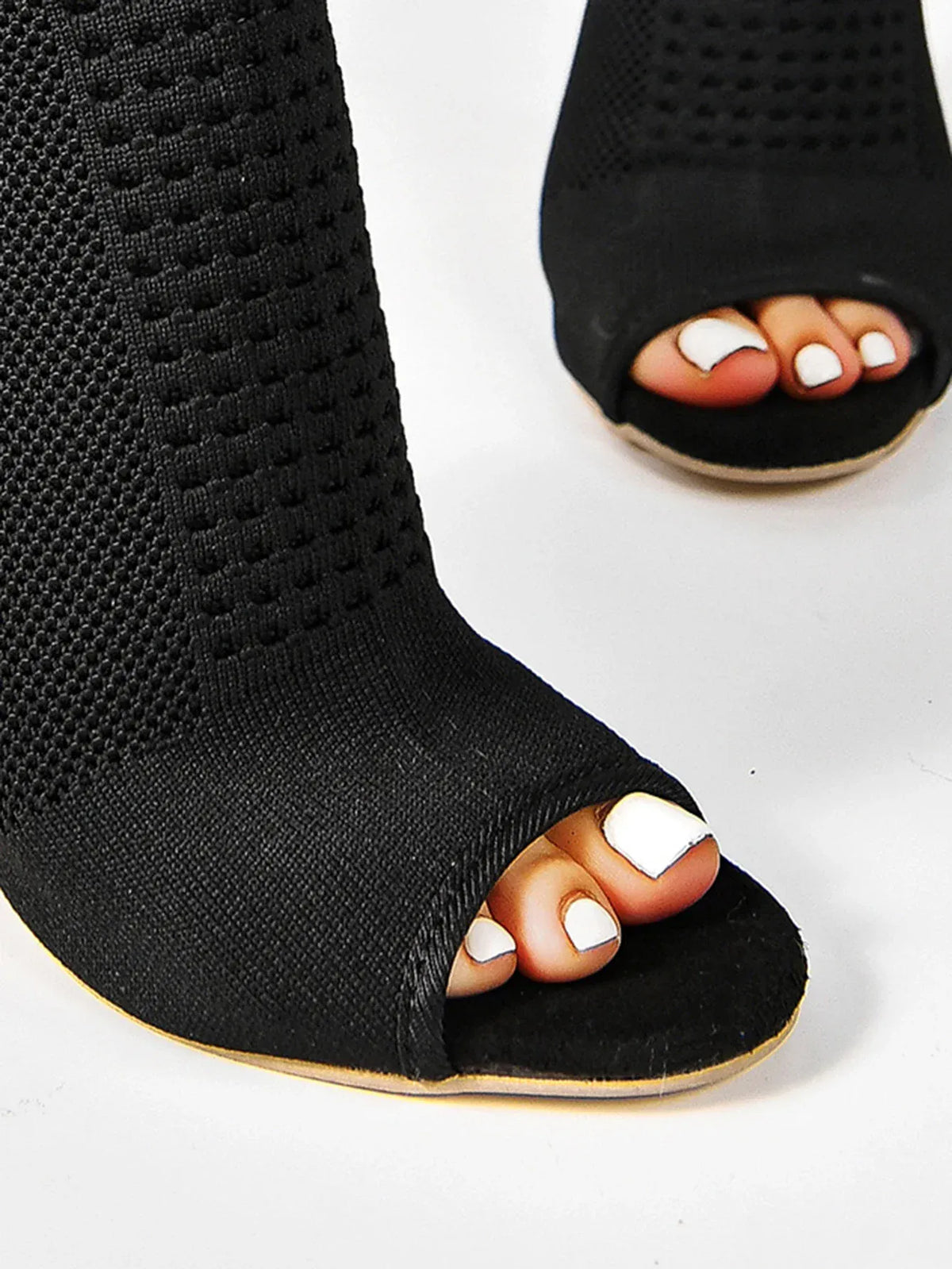 KissICON Fashion Ladies Peep Toe Stretch Fabric Knitting Ankle