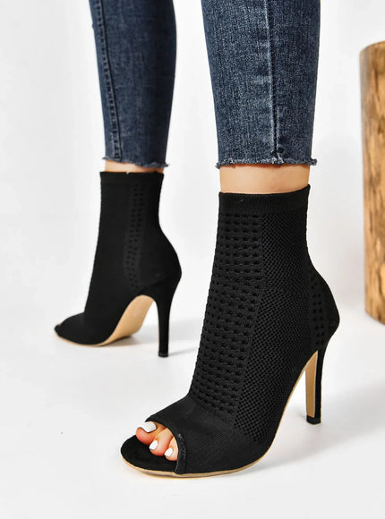KissICON Fashion Ladies Peep Toe Stretch Fabric Knitting Ankle