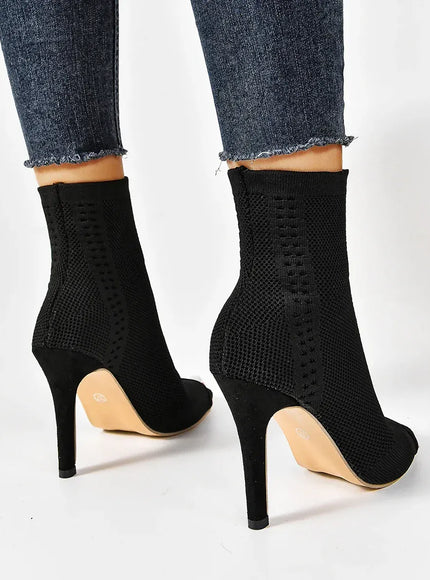 KissICON Fashion Ladies Peep Toe Stretch Fabric Knitting Ankle