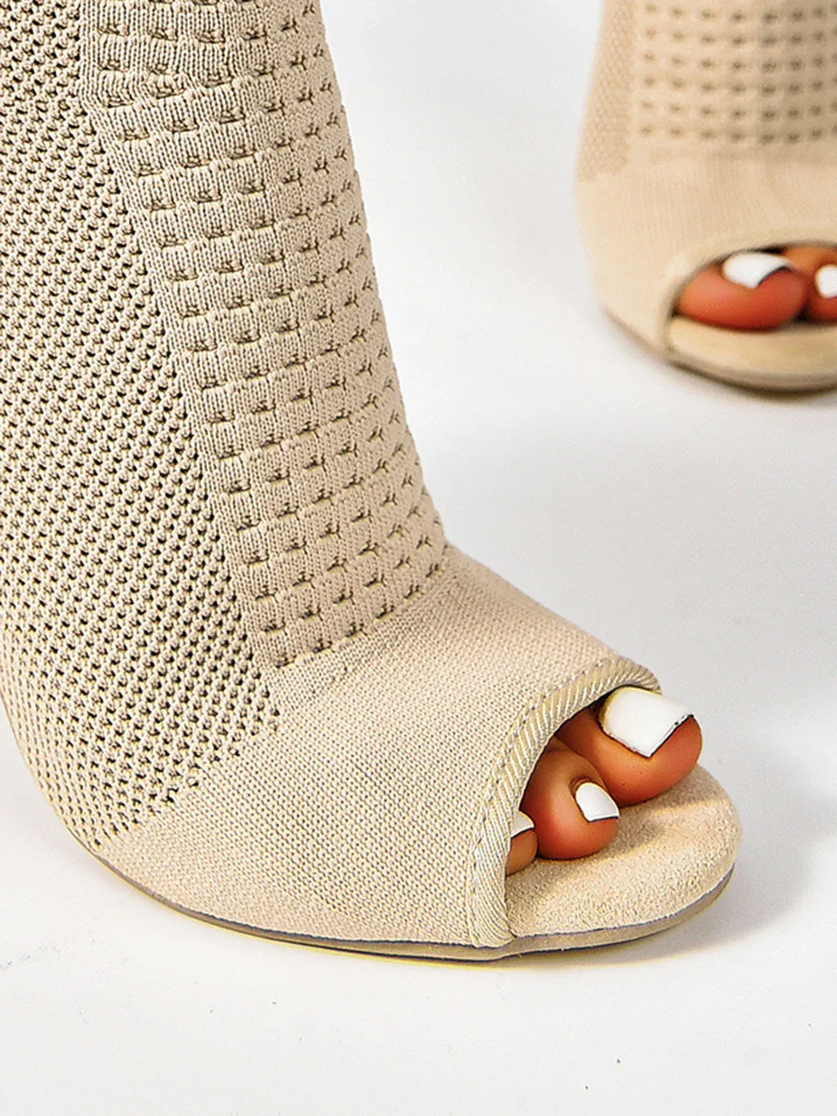 KissICON Fashion Ladies Peep Toe Stretch Fabric Knitting Ankle