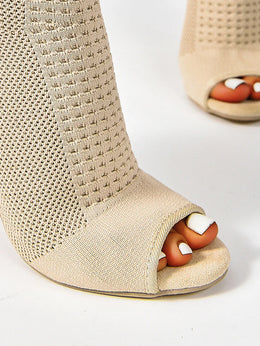 KissICON Fashion Ladies Peep Toe Stretch Fabric Knitting Ankle