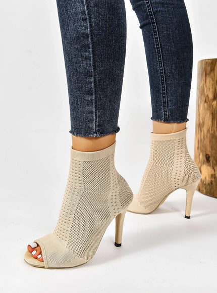 KissICON Fashion Ladies Peep Toe Stretch Fabric Knitting Ankle