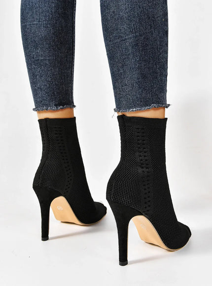 KissICON Fashion Ladies Peep Toe Stretch Fabric Knitting Ankle