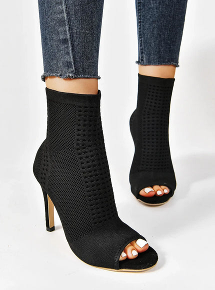 KissICON Fashion Ladies Peep Toe Stretch Fabric Knitting Ankle