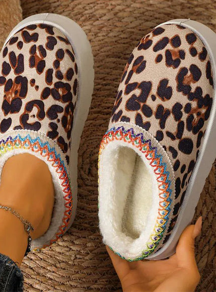 KissICON Fashion Leopard Print Cotton Slippers Women 2025 Winter