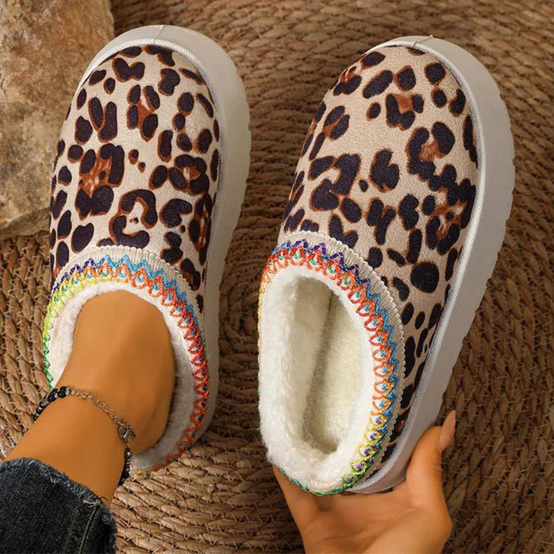 KissICON Fashion Leopard Print Cotton Slippers Women 2025 Winter
