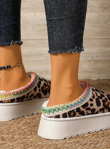 KissICON Fashion Leopard Print Cotton Slippers Women 2025 Winter