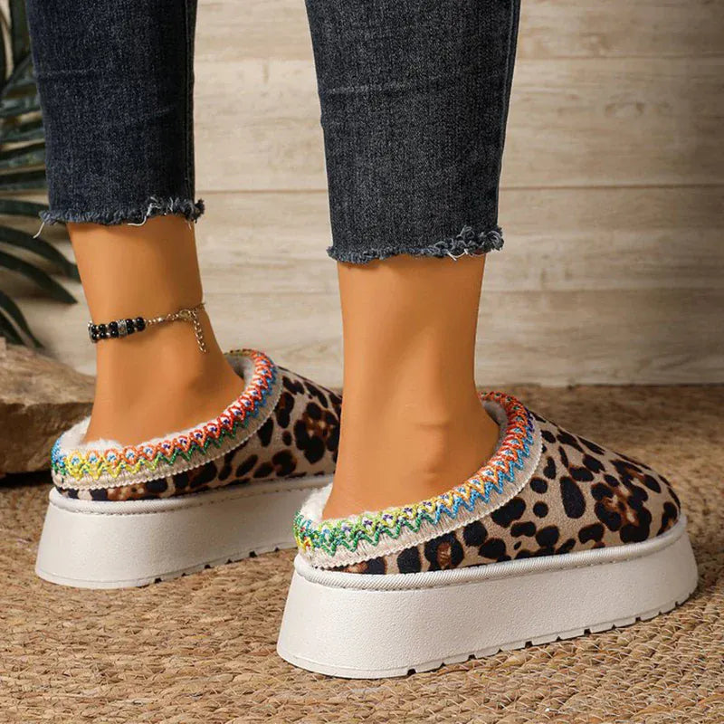 KissICON Fashion Leopard Print Cotton Slippers Women 2025 Winter