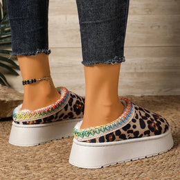 KissICON Fashion Leopard Print Cotton Slippers Women 2025 Winter