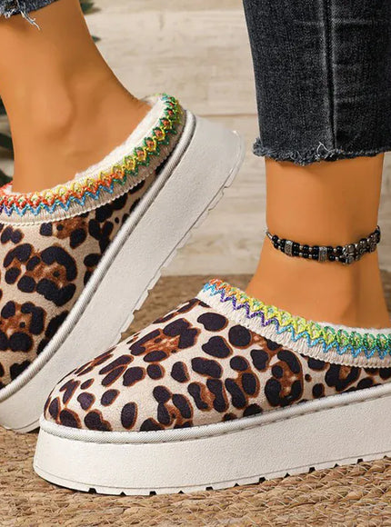 KissICON Fashion Leopard Print Cotton Slippers Women 2025 Winter