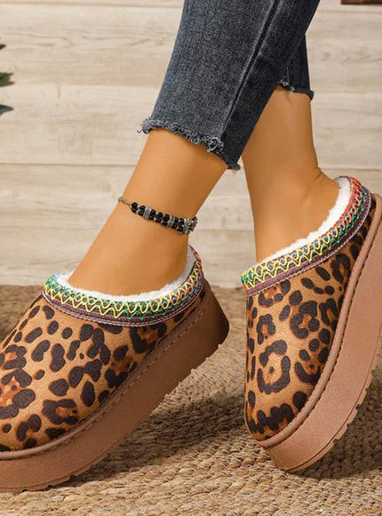 KissICON Fashion Leopard Print Cotton Slippers Women 2025 Winter
