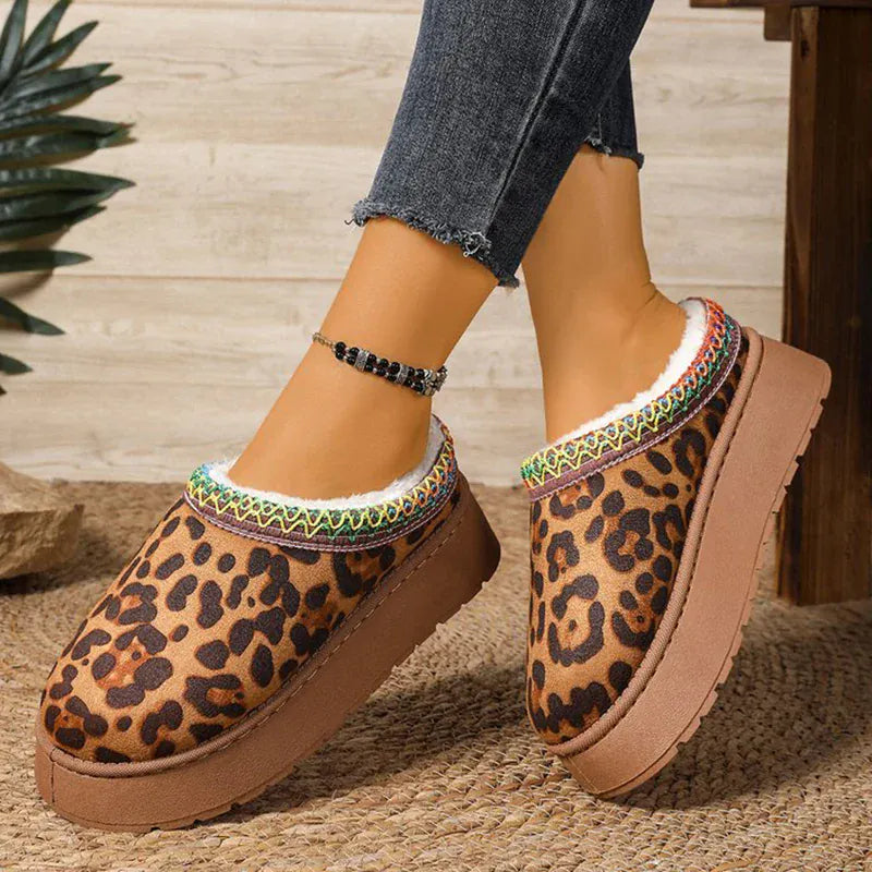 KissICON Fashion Leopard Print Cotton Slippers Women 2025 Winter