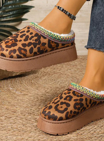 KissICON Fashion Leopard Print Cotton Slippers Women 2025 Winter