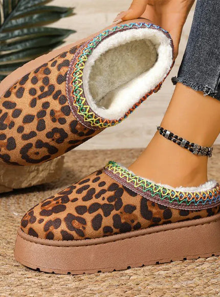 KissICON Fashion Leopard Print Cotton Slippers Women 2025 Winter