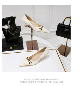 KissICON Fashion Metal Chain Decoration Women Pumps Shallow Mouth