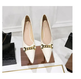 KissICON Fashion Metal Chain Decoration Women Pumps Shallow Mouth