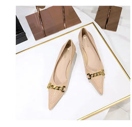 KissICON Fashion Metal Chain Decoration Women Pumps Shallow Mouth