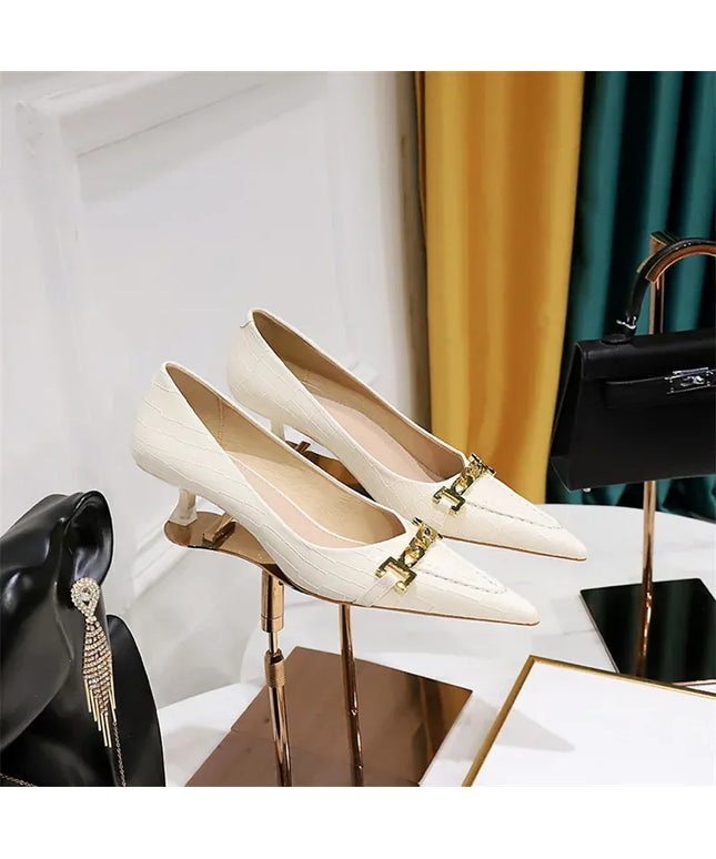 KissICON Fashion Metal Chain Decoration Women Pumps Shallow Mouth