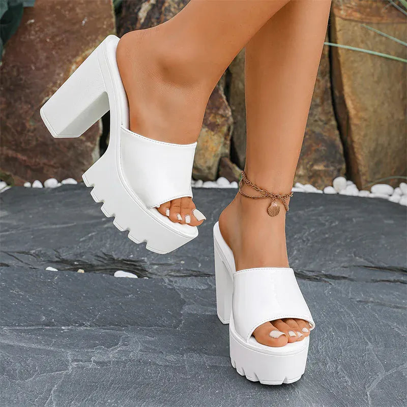KissICON Fashion Patent Leather Super High Heels Sandals for