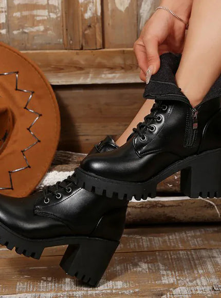 KissICON Fashion Pu Leather Ankle Boots for Women Autumn