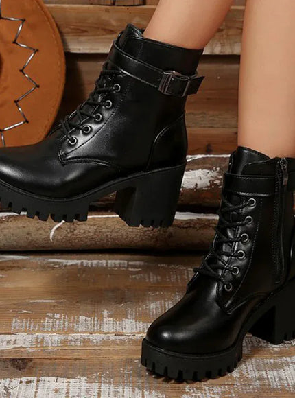 KissICON Fashion Pu Leather Ankle Boots for Women Autumn