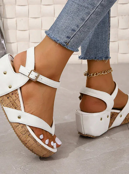 KissICON Fashion Rivet Decor Wedges Sandals for Women Plus
