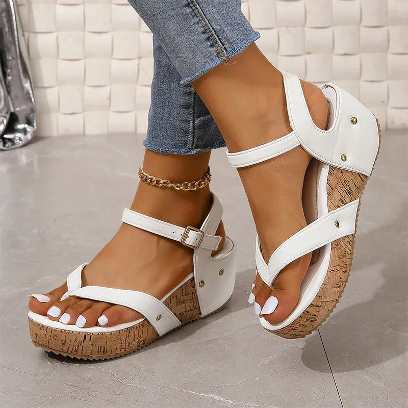 KissICON Fashion Rivet Decor Wedges Sandals for Women Plus