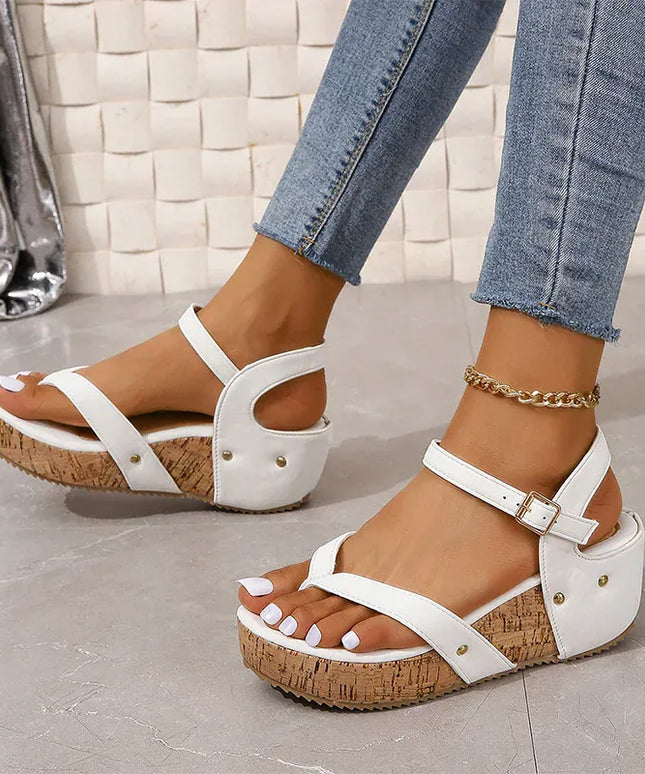 KissICON Fashion Rivet Decor Wedges Sandals for Women Plus