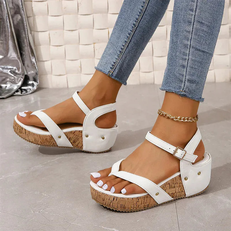 KissICON Fashion Rivet Decor Wedges Sandals for Women Plus