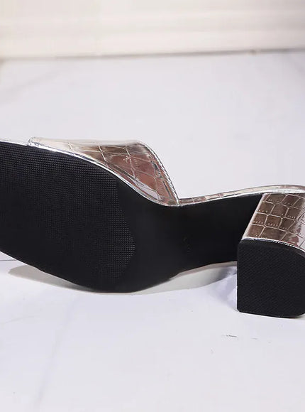 KissICON Fashion Silver High Heels Sandals for Women Shiny