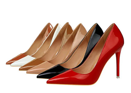 KissICON Fashion Simple Patent Leather Thin High Heel Women