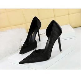 KissICON Fashion Suede Black Women Simple Pumps Wine Glasses