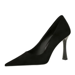 KissICON Fashion Suede Black Women Simple Pumps Wine Glasses