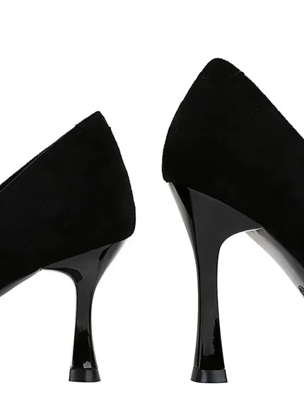 KissICON Fashion Suede Black Women Simple Pumps Wine Glasses