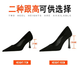 KissICON Fashion Suede Black Women Simple Pumps Wine Glasses